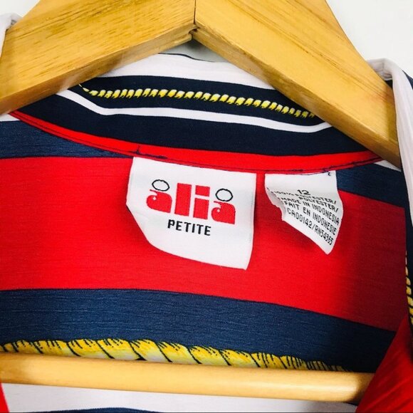 Vintage Alia Stripped Colourful Button Up Shirt Unisex Padded Shoulder Size 12 - Picture 7 of 12